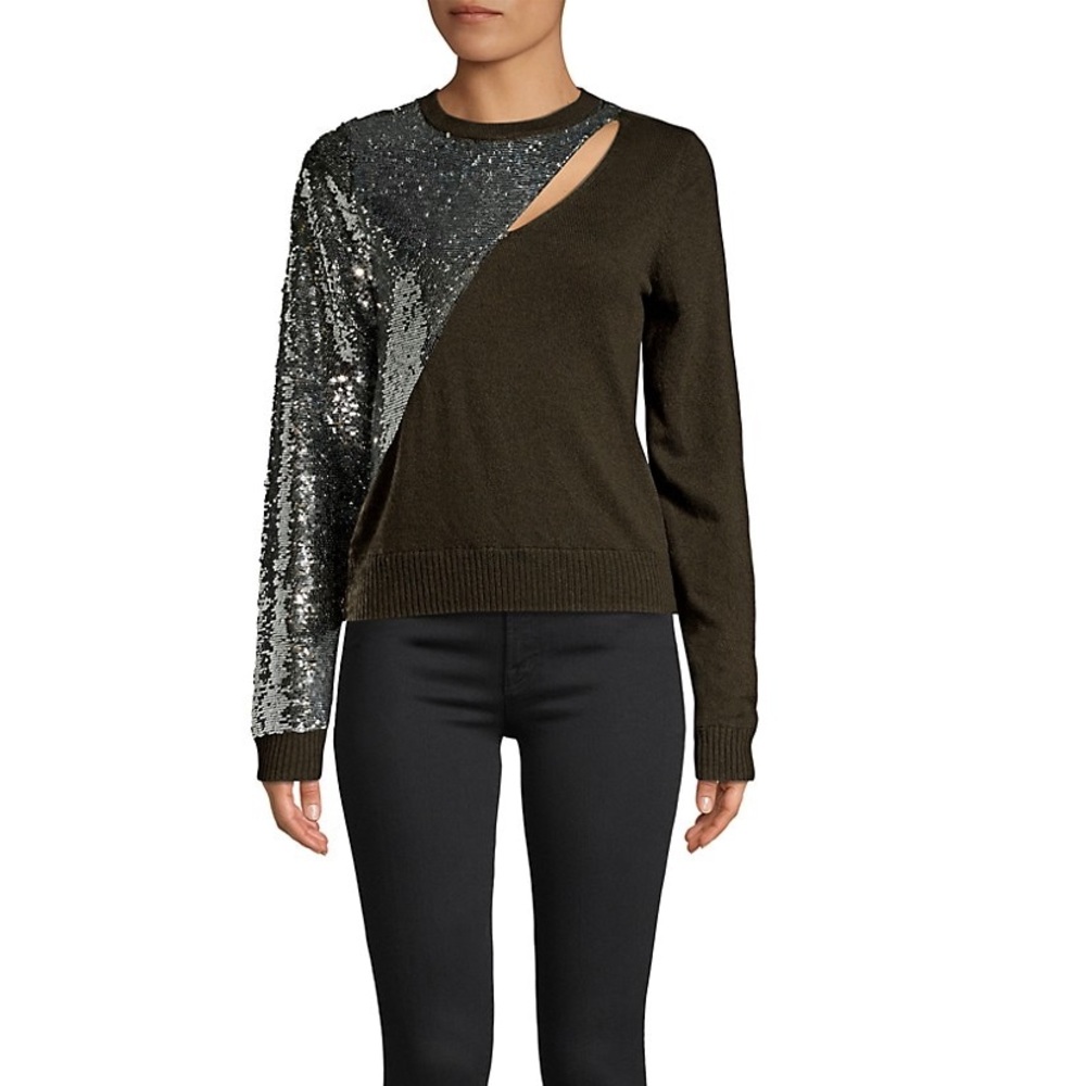 NWT $525 RTA Teagan Cutout Sequin Sweater XS